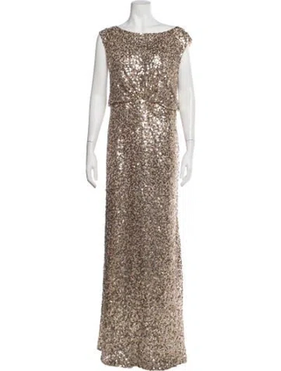 Pre-owned Jenny Packham Patterned Long Dress In Gold