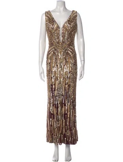Pre-owned Jenny Packham Patterned Long Dress In Multi