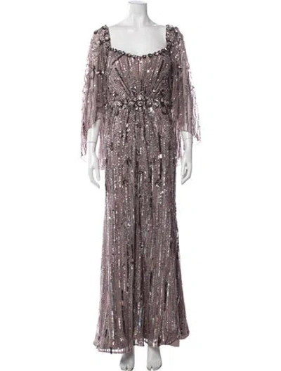 Pre-owned Jenny Packham Patterned Long Dress In Multicolor