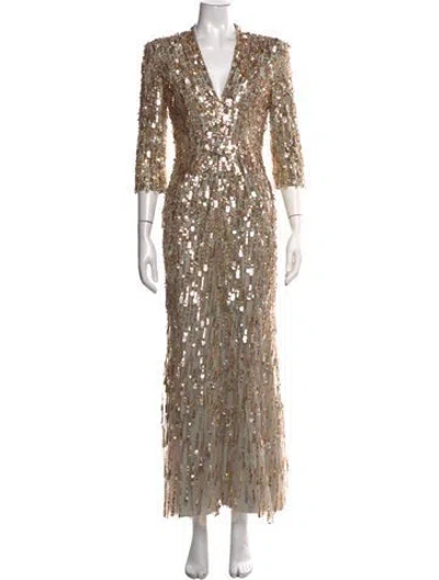 Pre-owned Jenny Packham Patterned Long Dress In Multicolor
