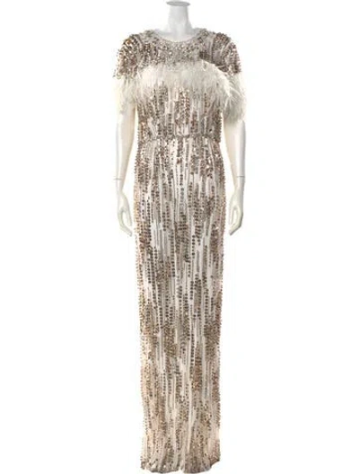 Pre-owned Jenny Packham Patterned Long Dress In Neutral