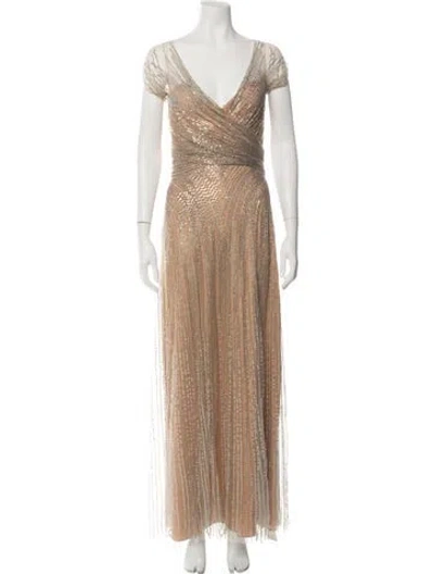 Pre-owned Jenny Packham Patterned Long Dress In Neutrals
