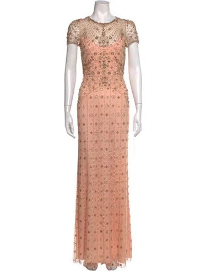 Pre-owned Jenny Packham Patterned Long Dress In Orange