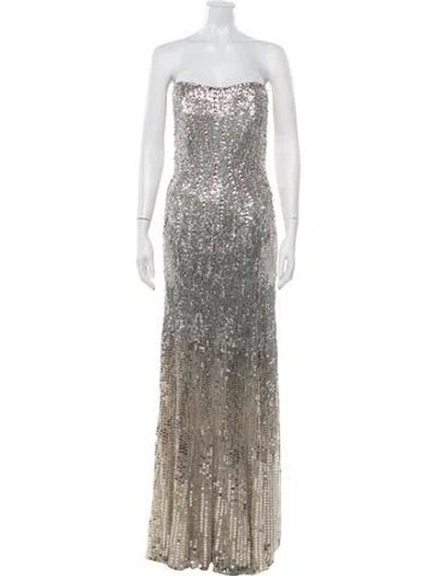 Pre-owned Jenny Packham Patterned Long Dress W/ Tags In Multicolor