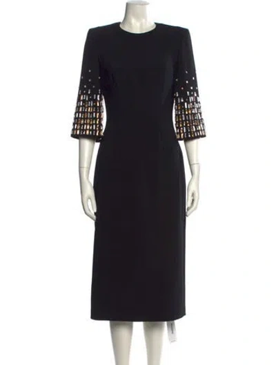 Pre-owned Jenny Packham Patterned Midi Length Dress In Black