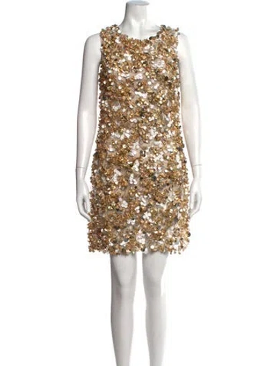 Pre-owned Jenny Packham Patterned Mini Dress W/ Tags In Gold