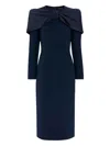 Jenny Packham Satin Bow Penny Midi Dress In Blue