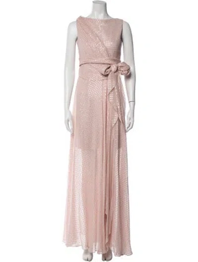 Pre-owned Jenny Packham Polka Dot Print Long Dress In Pink