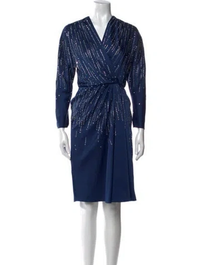 Pre-owned Jenny Packham Printed Knee-length Dress In Blue