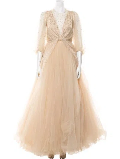 Pre-owned Jenny Packham Printed Long Dress In Neutrals