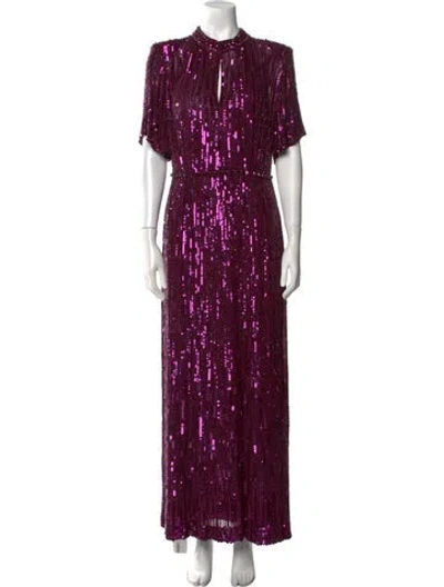 Pre-owned Jenny Packham Printed Long Dress In Purple
