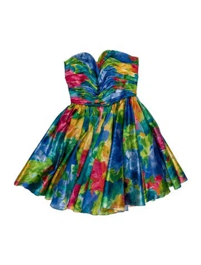 Pre-owned Jenny Packham Printed Mini Dress In Blue