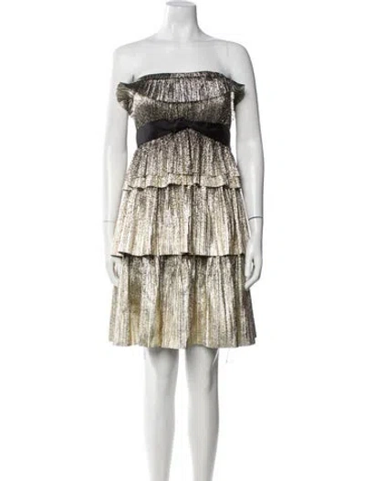 Pre-owned Jenny Packham Printed Mini Dress In Neutral