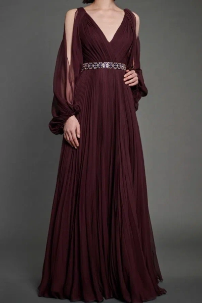 Jenny Packham Rapture Cold-shoulder Gown In Purple