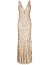Jenny Packham Crystal-embellished V-neck Dress In Silver