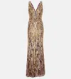 Jenny Packham Raquel Sequined Tulle Gown In Burgundy