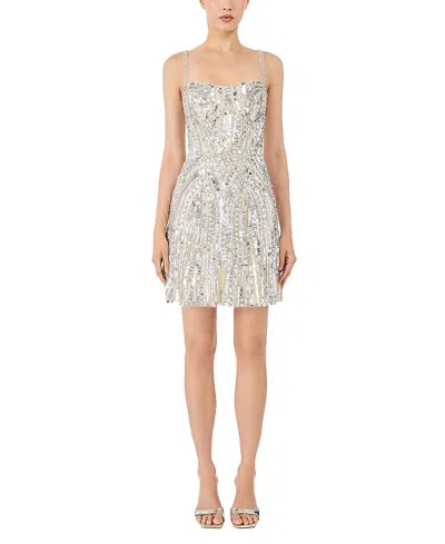 Jenny Packham Rebecca Sequin-embelished Mini Dress In Gray