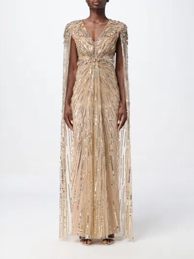 Jenny Packham Rhinestone And Sequin Dress In Brown