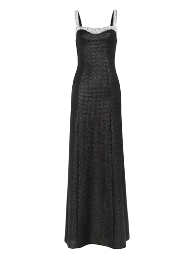 Jenny Packham Rhinestone-embellished Maxi Dress In Black