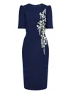 Jenny Packham Roma Embellished Midi Dress In Blue