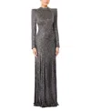 Jenny Packham Rory Embellished Mock-neck Maxi Dress In Gray
