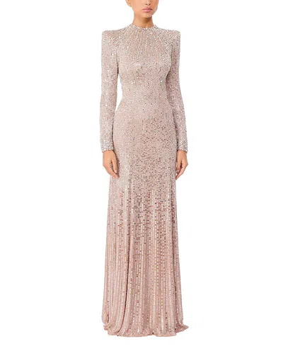 Jenny Packham Rory Embellished Mock-neck Maxi Dress In Pink