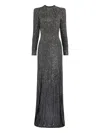 Jenny Packham Rory Sequin-embellished Long-sleeve Maxi Dress In Gray