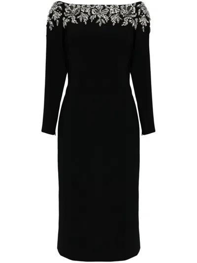 Jenny Packham Rosabel Crystal-embellished Dress In Black
