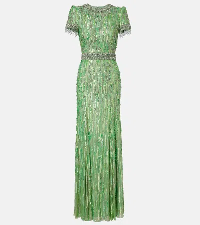 Jenny Packham Roxy Embellished Gown In Green