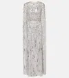 JENNY PACKHAM RUBY CAPED SEQUINED GOWN