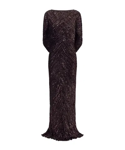 Jenny Packham Sakari Cape-effect Embellished Tulle Gown In Metallic