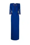 Jenny Packham Sandrine Rhinestone-embellished Maxi Dress In Blue