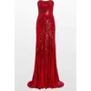 Jenny Packham Sarai Embellished Strapless Maxi Dress In Red