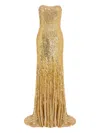 Jenny Packham Sarai Sequin-embellished Strapless Maxi Dress In Brown