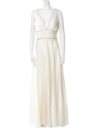Pre-owned Jenny Packham Satin Long Dress In Neutral