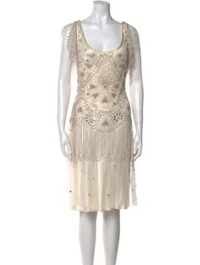 Pre-owned Jenny Packham Scoop Neck Knee-length Dress In Neutral