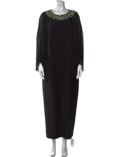Pre-owned Jenny Packham Scoop Neck Long Dress In Black
