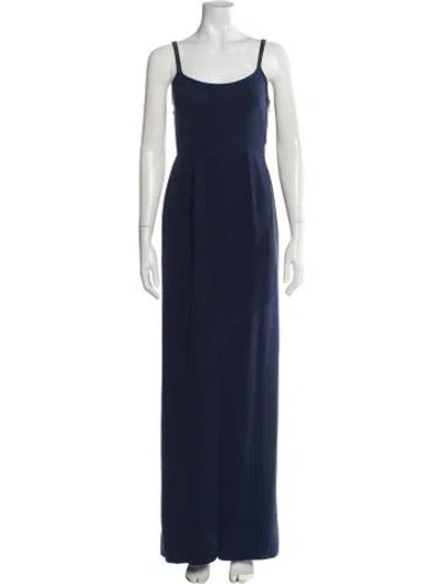 Pre-owned Jenny Packham Scoop Neck Long Dress In Blue