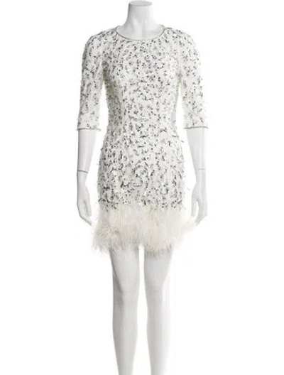 Pre-owned Jenny Packham Scoop Neck Mini Dress W/ Tags In White