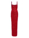 Jenny Packham Sequin- Embellishments Fringe-detail Maxi Dress In Red