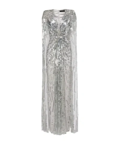 Jenny Packham Sequin Dress In Gray