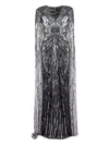 Jenny Packham Sequin-embellished Cape Maxi Dress