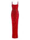 Jenny Packham Sequin-embellished Chrissy Dress In Red