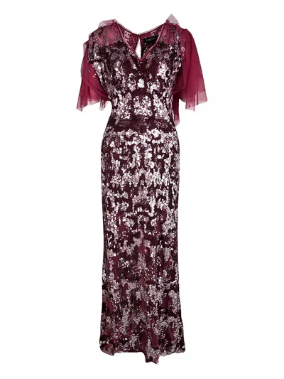 Pre-owned Jenny Packham Sequin-embellished Dress In Red