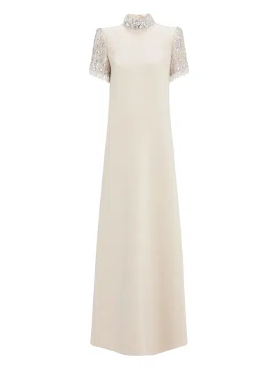 Jenny Packham Sequin-embellished High-neck Maxi Dress In White