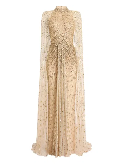 Jenny Packham Sequin-embellished Maxi Dress In Gold