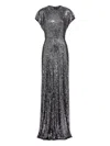 Jenny Packham Sequin-embellished Maxi Dress In Gray