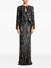 Jenny Packham Sequin-embellished Maxi Dress In Gray