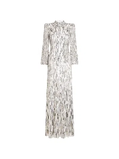 Jenny Packham Memphis 亮片缀饰超长连衣裙 In White
