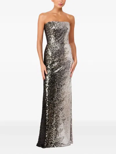 Jenny Packham Sequin-embellished Strapless Dress In Gray